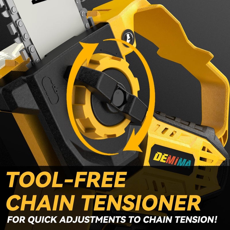 DEMIMA Mini Chainsaw for Dewalt 20V Max Battery, 8-Inch and 6-Inch 2-IN-1 Cordless Electric Chain saw with Brushless Motor and Auto-Oiler, 800W Hand Mini Chainsaw for Tree Pruning Wood Cutting(No Battery) - Image 5